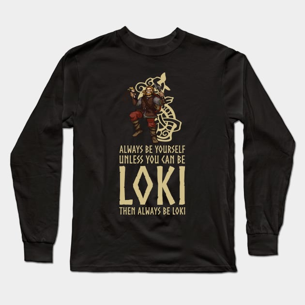 Asatru Norse Mythology Pagan Viking Trickster God Loki Gift Long Sleeve T-Shirt by Styr Designs